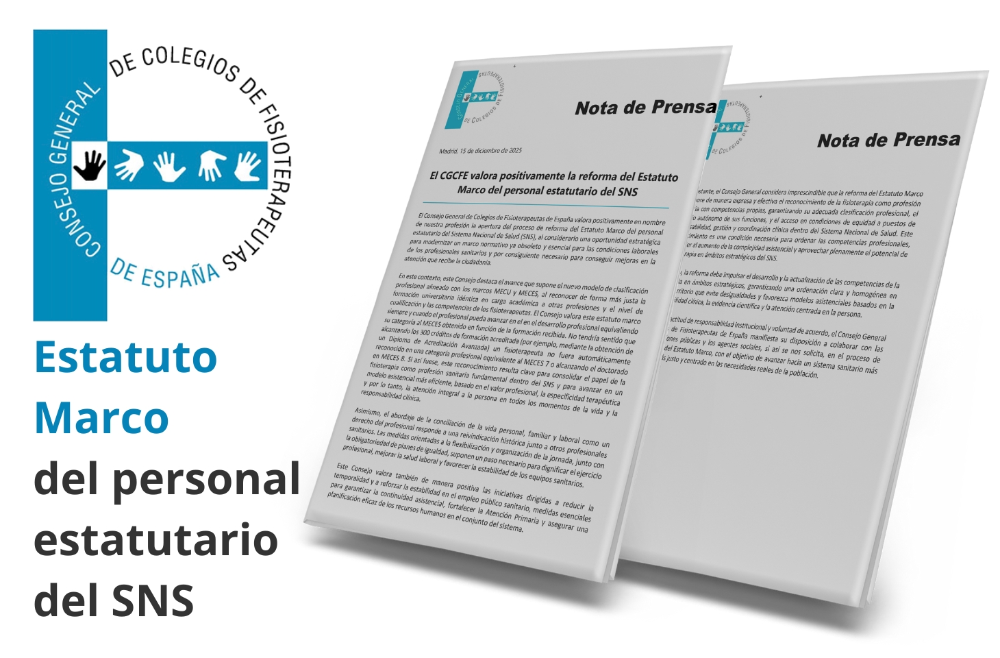 El CGCFE valora positivamente la reforma del Estatuto Marco del personal estatutario del SNS 