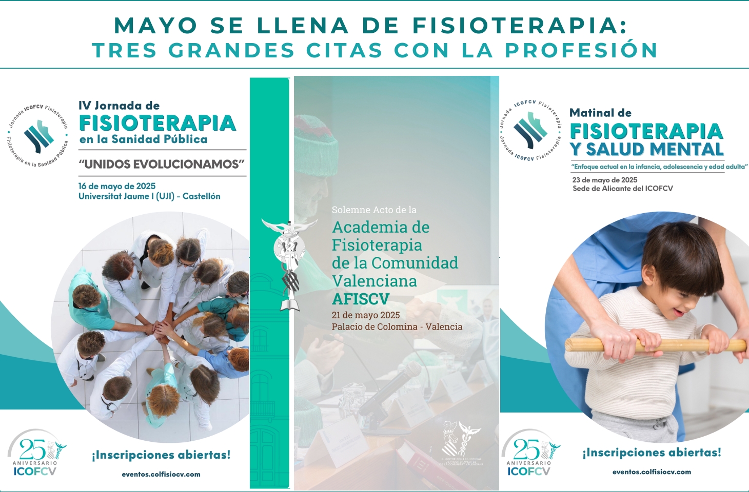 Mayo, un mes clave para la Fisioterapia en la Comunidad Valenciana: tres grandes citas con la profesión