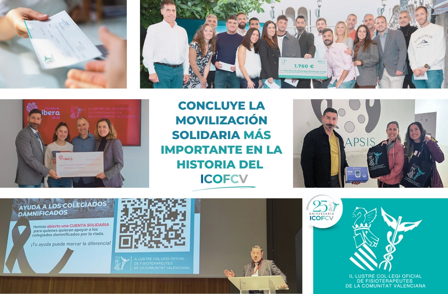 El ICOFCV cierra el año con más de 213.500 euros donados a los colegiados afectados por la riada de Valencia