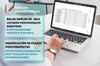 Publicadas la adjudicación de plazas de fisioterapeutas de Sanidad y las listas provisionales de la bolsa de empleo