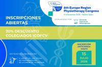 El ICOFCV, entidad colaboradora del 6º Congreso Europeo de Fisioterapia 